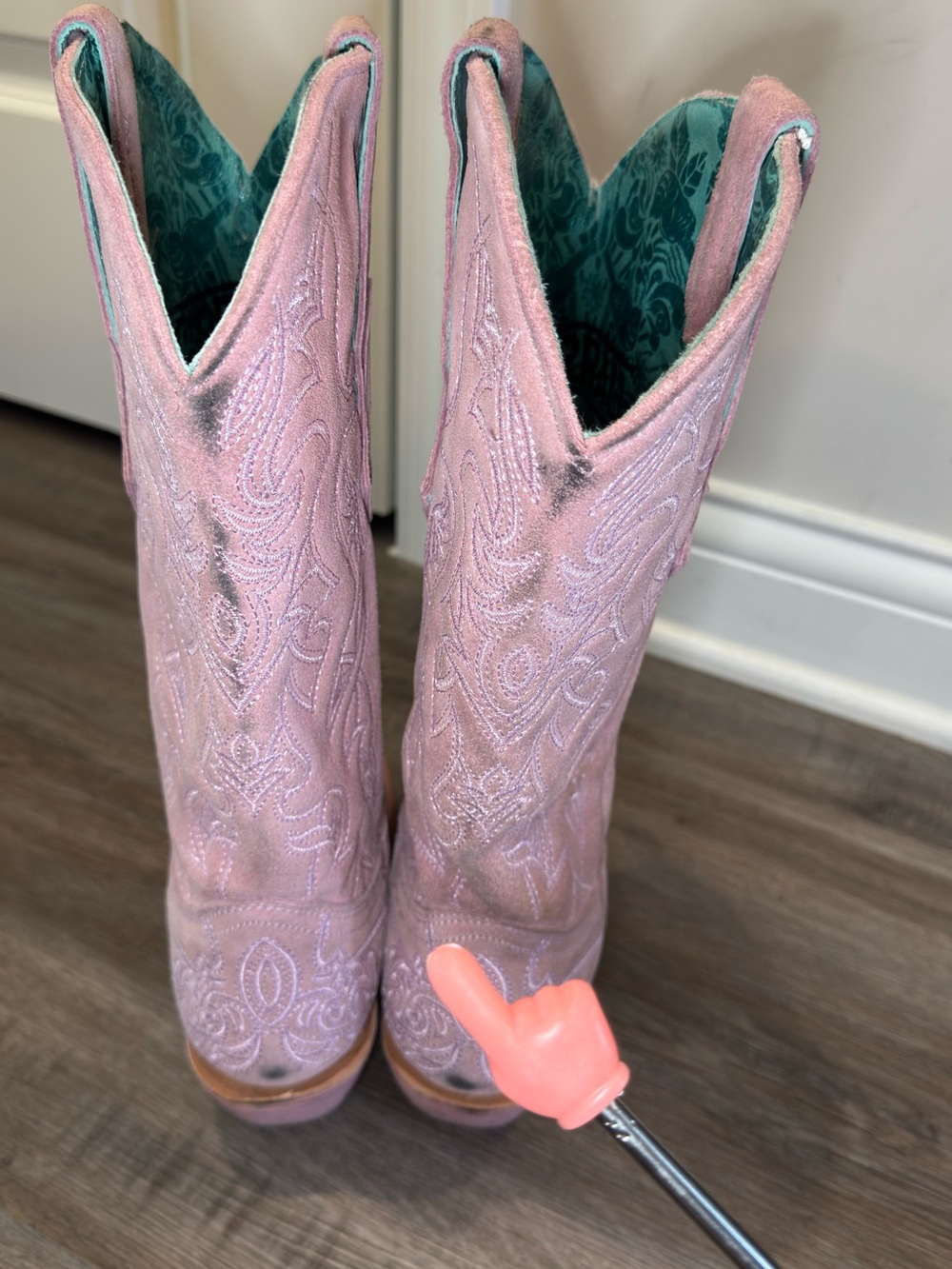 Corral Boots Embroidered Western Snip Toe Pink Purple Suede Cowboy Boots C4126 - Picture 7 of 11